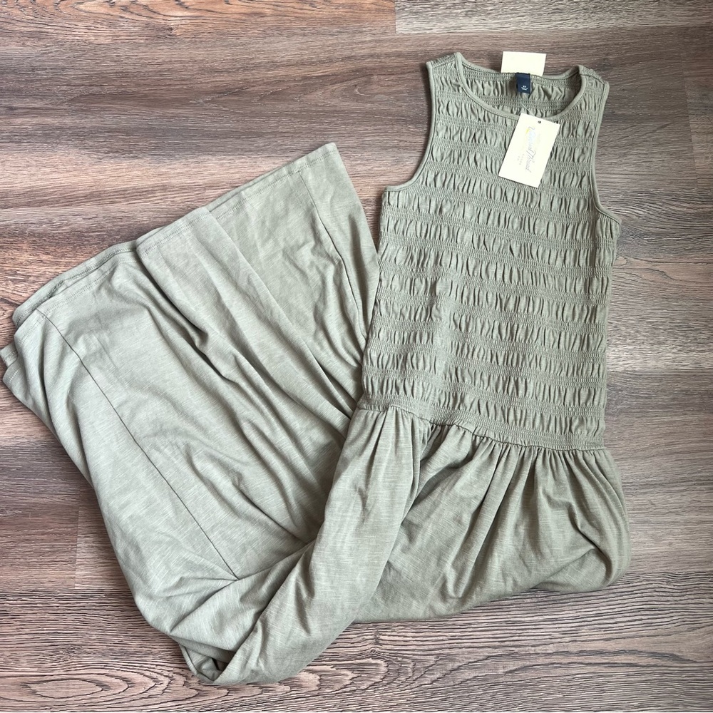 Women's Smocked Knit Maxi a-Line Dress - Universal Thread Olive Green XS - Picture 4 of 8